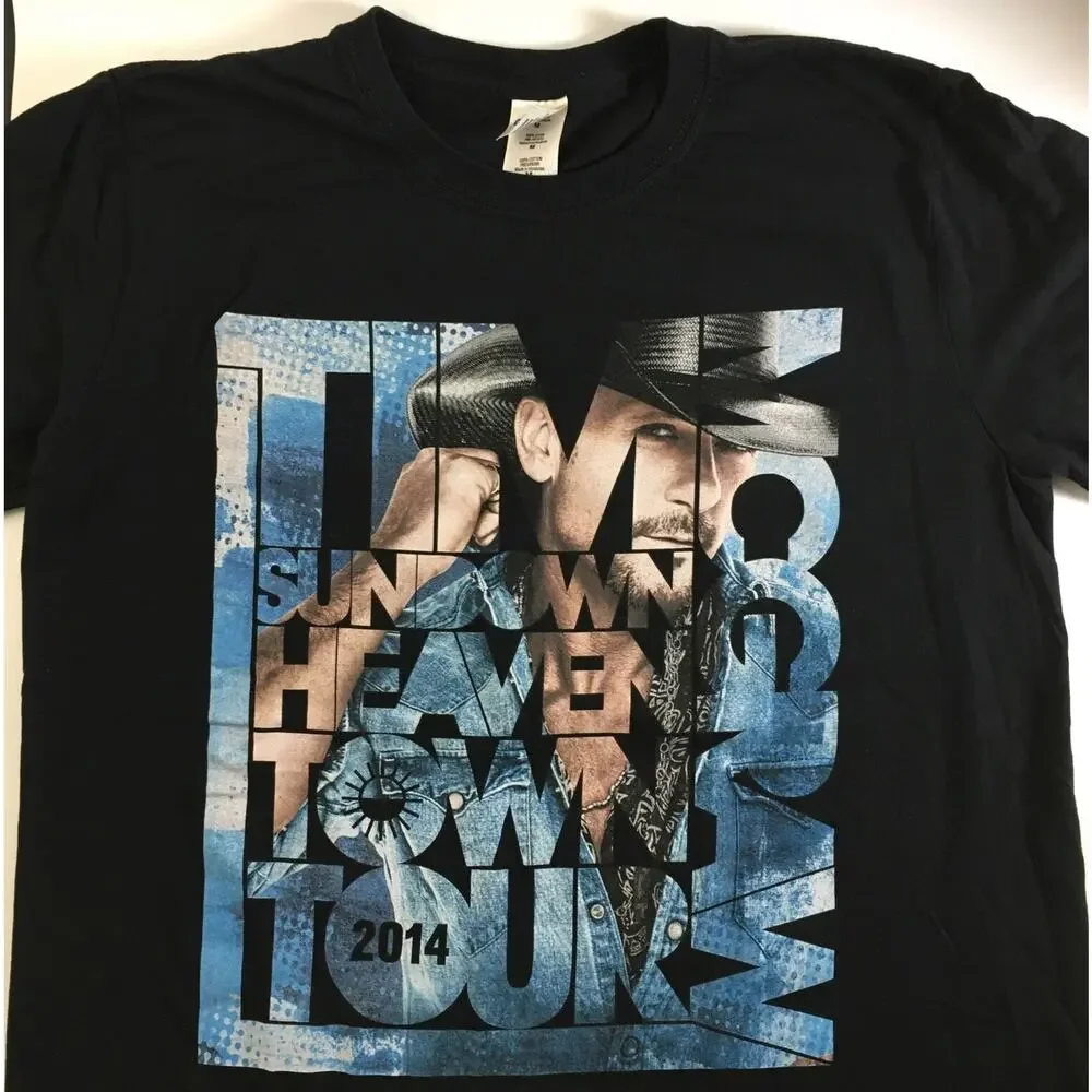 Tim‎ McGraw 2014 Sundown Heaven Town Concert T-Shirt Size Medium ~ Black